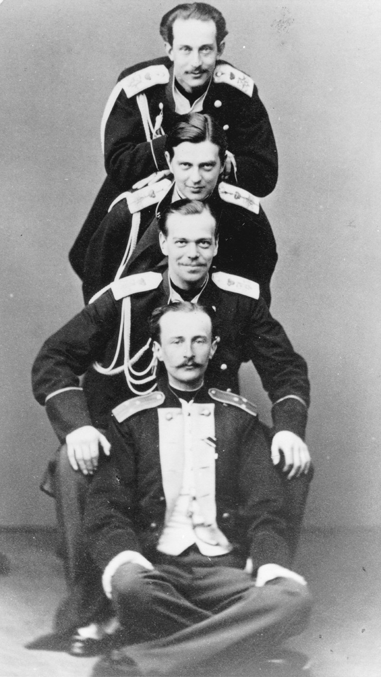 Grand Duke Alexander with brother Vladimir and cousins Nicholas Maximilianovich and Sergei Maximilia from Dimitrij Grigorjewitsch Lewizkij