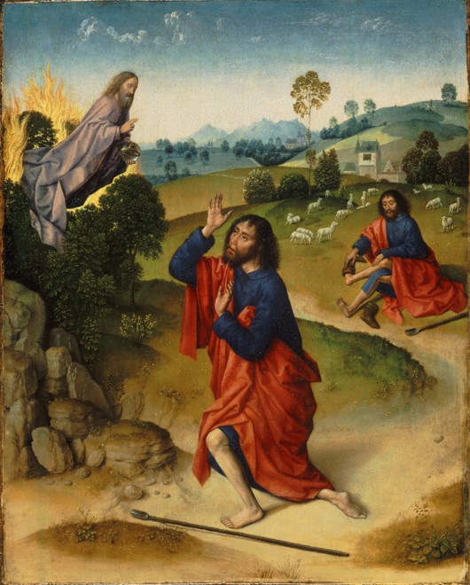Moses and the Burning Bush, with Moses Removing His Shoes from Dirck Bouts