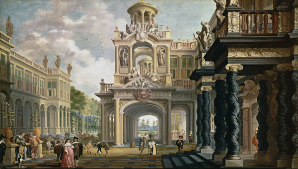 Great Gardenpalace (figures possibly by Anthonie Palamedes) from Dirck van Delen