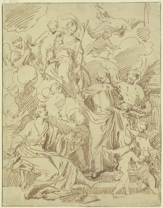 Maria und zwei Heilige von vielen Engeln umgeben from Domenichino (eigentl. Domenico Zampieri)
