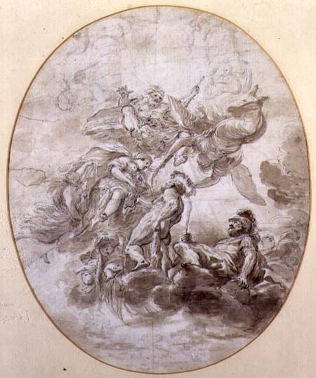 The Apotheosis of Hercules, design for a ceilng fresco for the Palazzo Pepoli in Bologna  & ink and from Domenico Maria Canuti