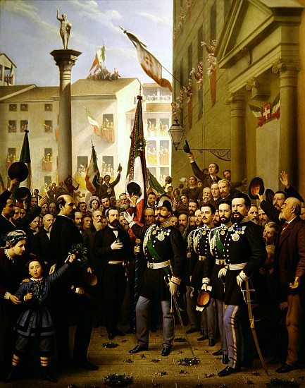Victor Emmanuel II decorating the flag with the gold medal on 10th June 1848 in Vicenza from Domenico Peterlin