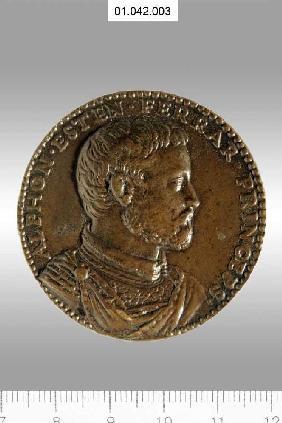 Medaille auf Herzog Alfonso II. d'Este. Münzstand Ferrara 1558 (siehe auch Bildnummer 35363)