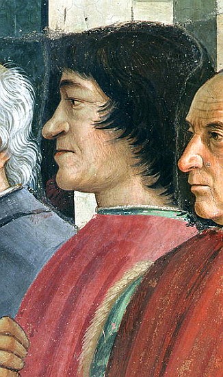 Lorenzo Medici,Detail of St. Francis receiving the Rule of the Order from Pope Honorius, scene from  from Domenico (Domenico Bigordi) Ghirlandaio