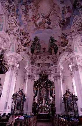 Rococo interior of the church, designed