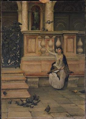 Lady with pigeons