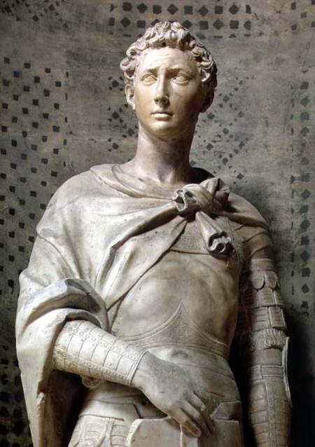 St. George, detail of head and torso from Donatello