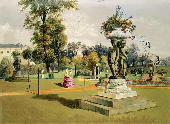 The Terrace Garden, Woburn Abbey (chromolitho) from E. Adveno Brooke