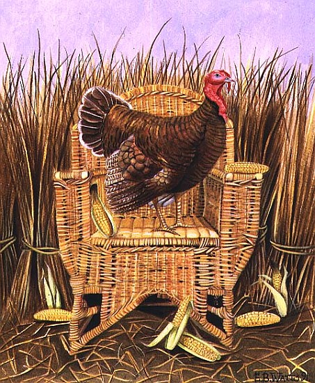 Brown Turkey on a Wicker Armchair, 1991 (acrylic)  from E.B.  Watts
