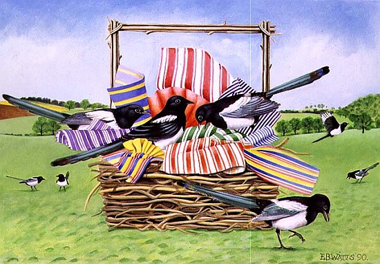Magpies, 1990 (acrylic)  from E.B.  Watts