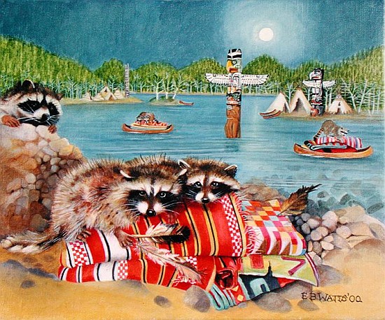 Racoons, 2000 (acrylic on canvas)  from E.B.  Watts