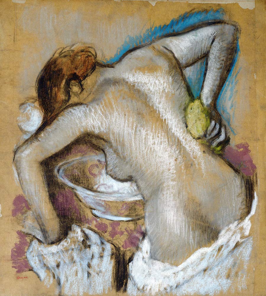 Frau, ihren Rücken mit einem Schwamm waschend from Edgar Degas