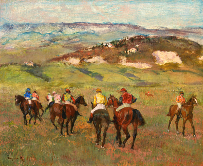 Jockeys on Horseback before Distant Hills from Edgar Degas