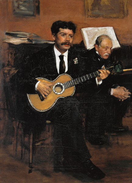 The guitarist Lorenzo Pagans and the father of the artist. from Edgar Degas
