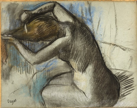 Seated Nude Woman Brushing her Hair from Edgar Degas
