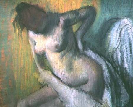 Woman drying herself (pastel) from Edgar Degas