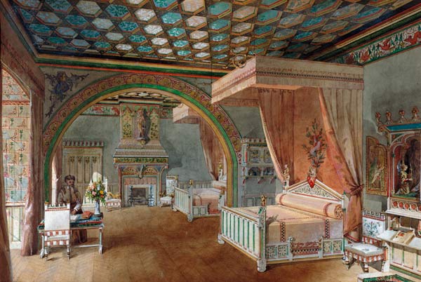 The Pink Room in the Chateau de Roquetaillade from Edmond Duthoit