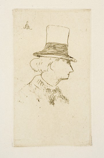 Baudelaire in profile wearing a hat from Edouard Manet