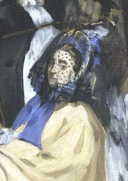 Music in the Tuileries Gardens, detail of a veiled woman from Edouard Manet