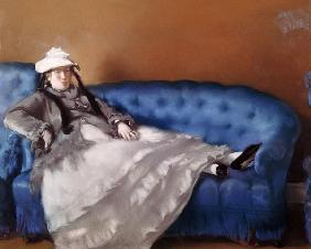 Madame Manet on a Blue Sofa