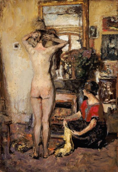 Woman act in front of mirror from Edouard Vuillard