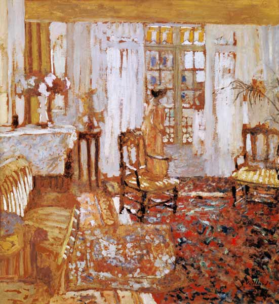 Interior with a Woman in Yellow in Front of a Window (oil on canvas)  from Edouard Vuillard