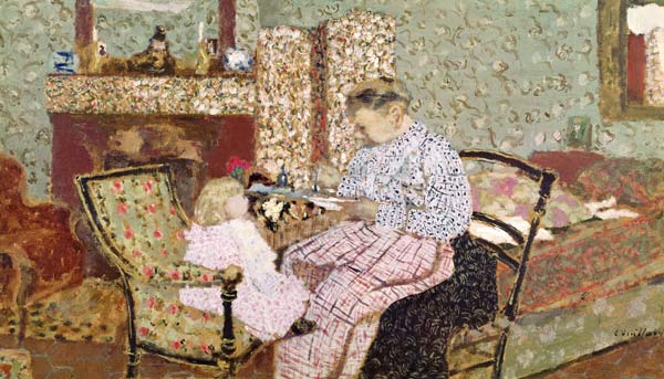 Woman Feeding a Child (Annette, daughter of Ker Xavier Roussel) 1901 (oil on card mounted on panel)  from Edouard Vuillard