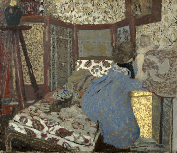 Woman in Blue with a Child, c.1899 (oil on cardboard)  from Edouard Vuillard