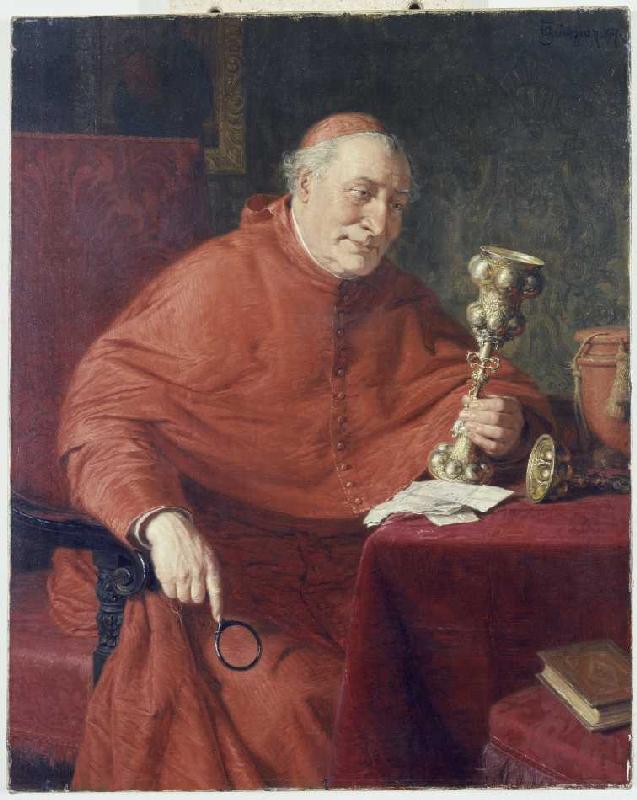 Ein Kardinal betrachtet einen Pokal from Eduard Grützner