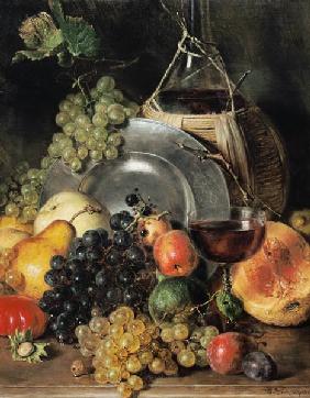 Quiet life with fruits and wine