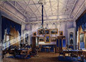 The blue Study room of Emperor Alexander II in the Farm Palace in Peterhof