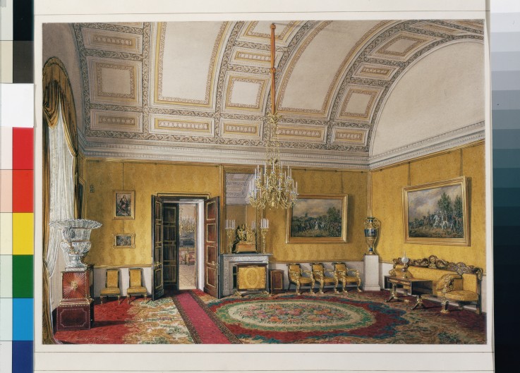 Interiors of the Winter Palace. The First Reserved Apartment. The Yellow Salon of Grand Princess Mar from Eduard Hau