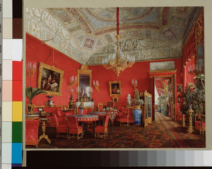 Interiors of the Winter Palace. The Large Drawing Room of Empress Alexandra Fyodorovna from Eduard Hau