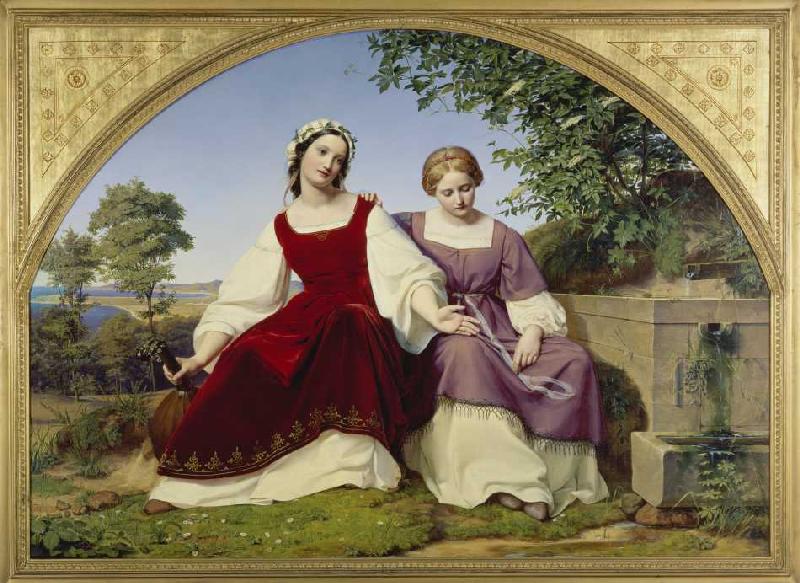 Die zwei Mädchen am Brunnen from Eduard Julius Friedrich Bendemann