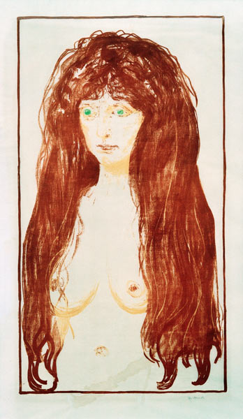 Sin, Female Nude with Red Hair and Green Eyes from Edvard Munch