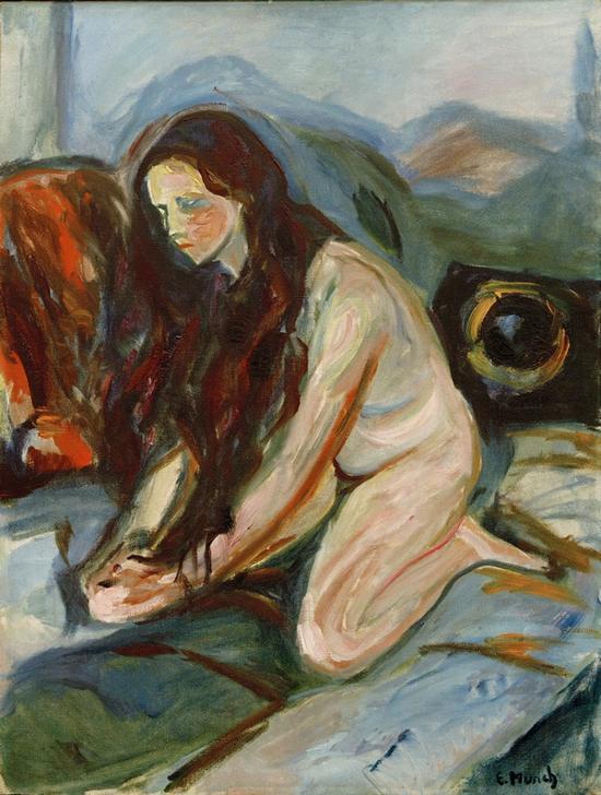 Nude kneeling from Edvard Munch