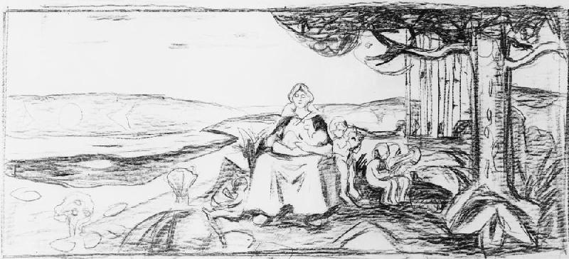 Alma Mater, pencil drawing from Edvard Munch