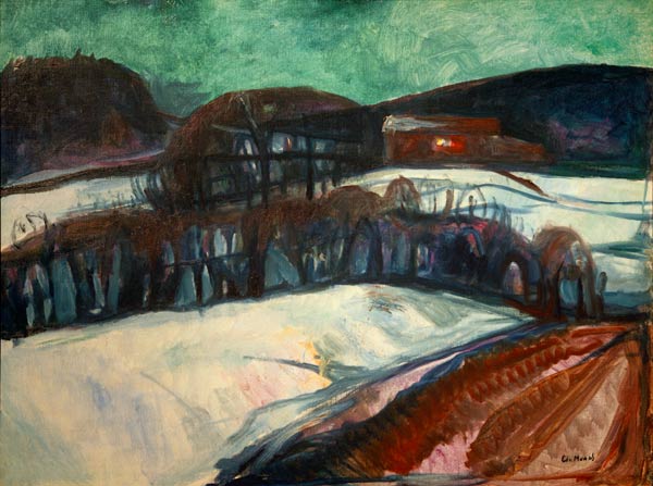Das rote Haus im Schnee (Nächtliche Schneelandschaft) from Edvard Munch