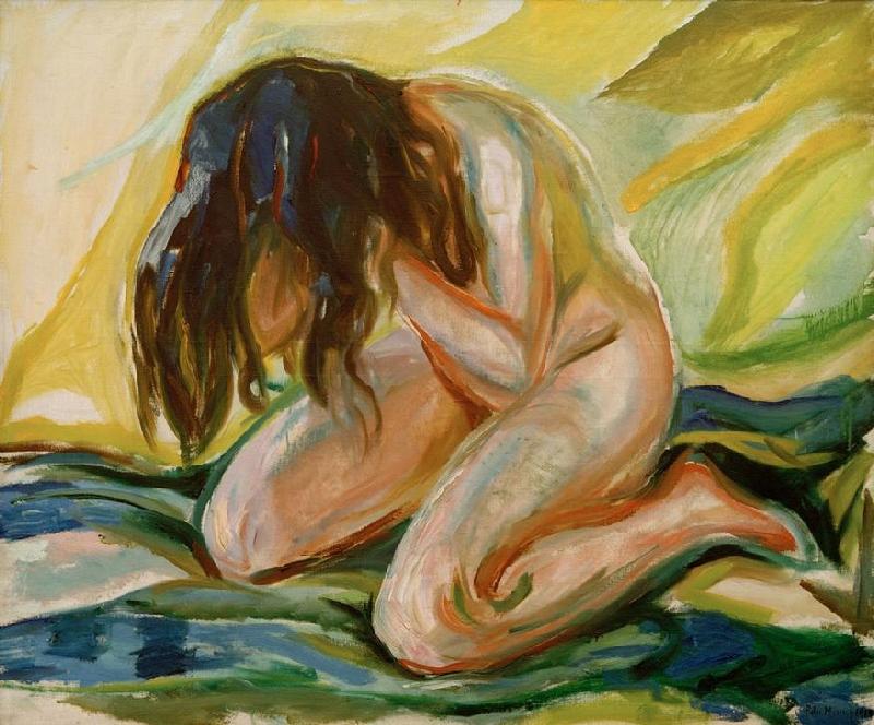 Female nude kneeling from Edvard Munch