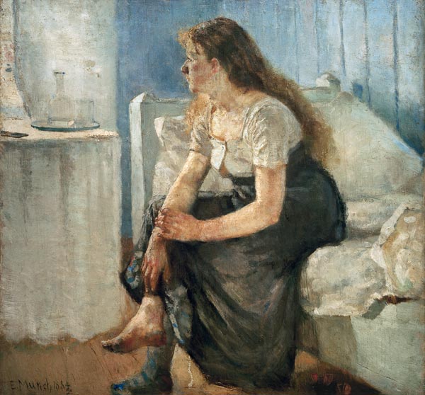 Morning (Girl sitting on bed) from Edvard Munch