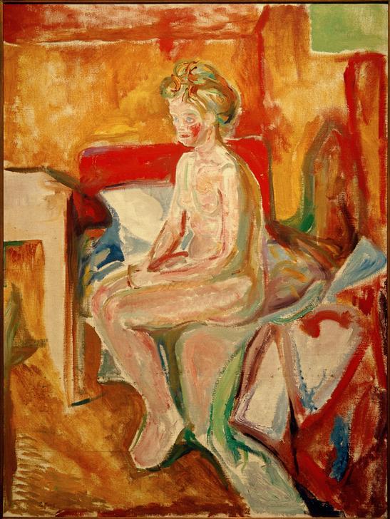 Nude Sitting on the Edge of the Bed from Edvard Munch