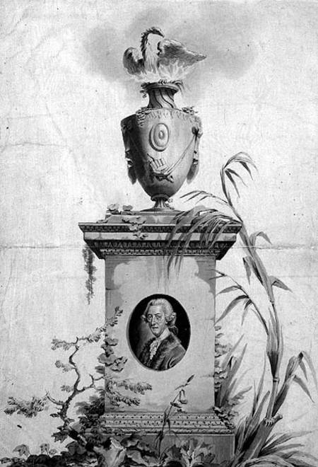 Design for the title page of the collected works of Dr Thomas Arne (1710-78) (ink and wash) from Edward Francis Burney