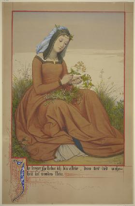 Junge Frau, einen Blumenstrauß bindend