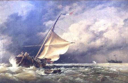 A Dutch Beurtman aground on the Terschelling Sands or In the North Sea after a Snowstorm from Edward William Cooke