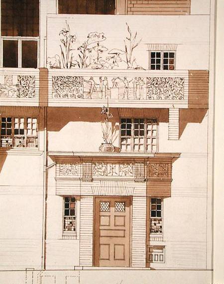 Doorway and Front Elevation of Studio and House for Frank Miles (1852-91), Tite Street, Chelsea from Edward William Godwin
