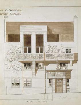 Front Elevation of Studio and House for Frank Miles (1852-91), Tite Street, Chelsea