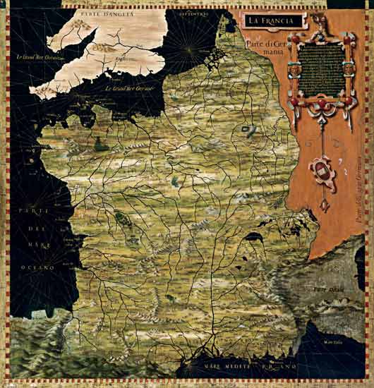 Map of Sixteenth Century France from Egnazio Bonsignori