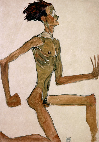 Portrait of a kneeling man. from Egon Schiele