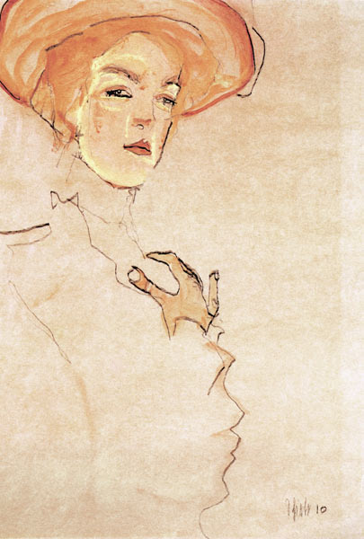 Lady with an orange-coloured hat from Egon Schiele