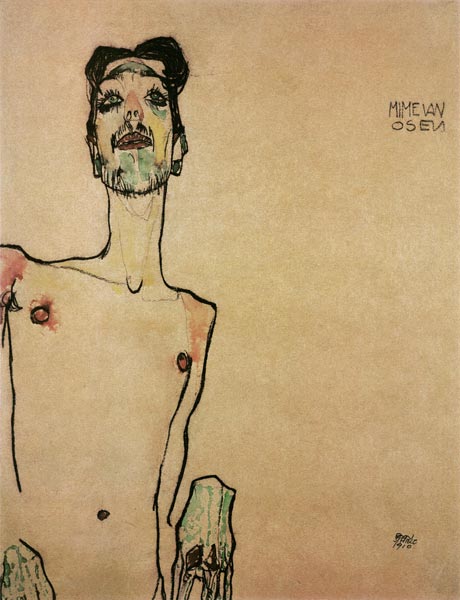 Act with wrists lifted up (mime van eyes) from Egon Schiele